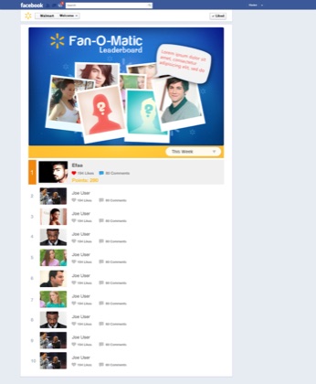 Fan-O-Matic, a Facebook leaderboard app for Walmart